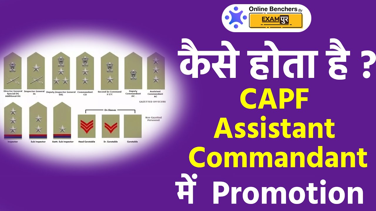 CAPF Assistant Commandant Ranks | UPSC CAPF Career Progression |  Promotions in CAPF