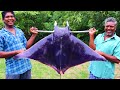 15 KG STINGRAY FISH RECIPE | Monster SeaFood Fish Pakora | Giant Stingray Fish Cooking in Village