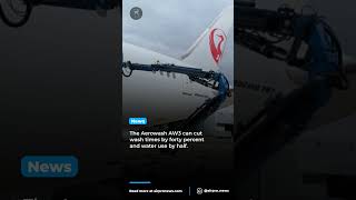 Japan Airlines will deploy an electric aircraft washing robot at Narita in 2026.