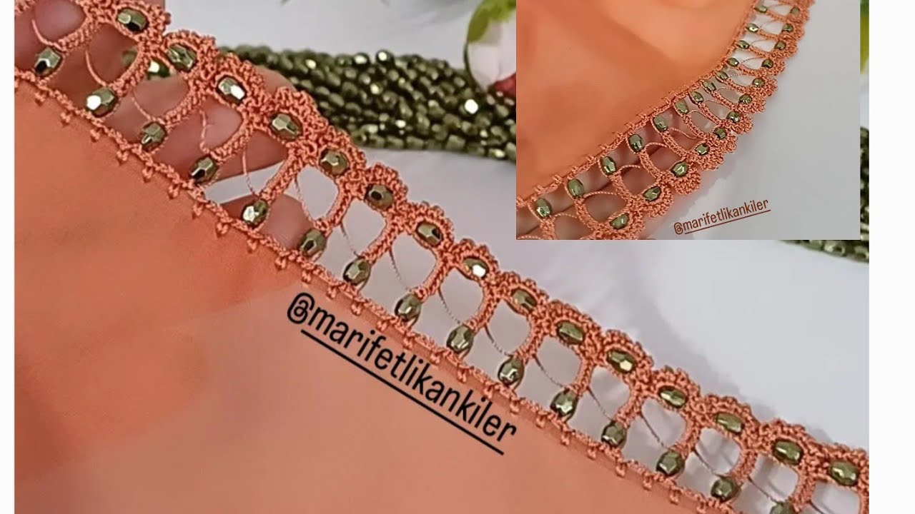 İncili Sıralı Tığ Oyası çok şık olduk sanki  @marifetlikankilerr( 483.model)