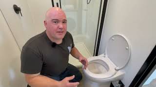 A normal flushing toilet and state-of-the-art EasyConnect waste management system by MicroHomes