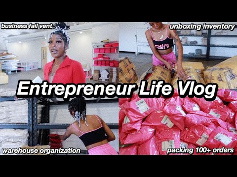 vlog: packaging 100+ orders, business fail vent, inventory unboxing, organizing my warehouse