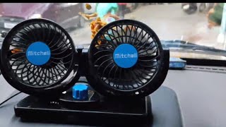 12V Electric Car Fan 360 Degree Rotatable 2 Speed Dual Head Auto Cooling Fan