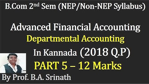 AFA - 2nd Sem B.COM (NEP Syllabus) Departmental Accounting - 2016 Question Paper 5 Marks By Srinath