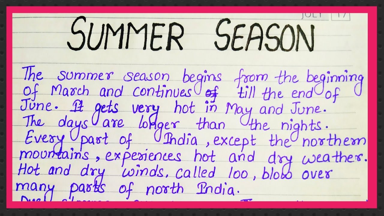 Essay On Summer Season Short Paragraph On Summer Season YouTube