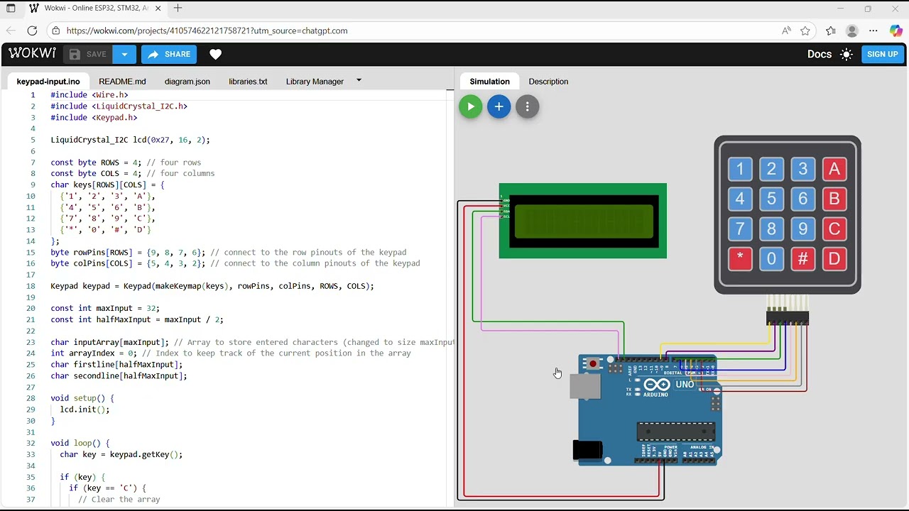 “Keypad Interfacing with STM32 and LCD | Embedded System, WOKWI Simulation”@TechnoInfoEd55