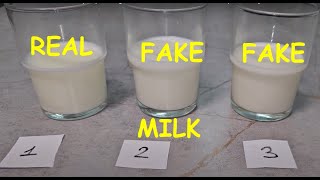Real vs fake Milk. How to spot pure organic milk from adulterated manipulated synthetic milk