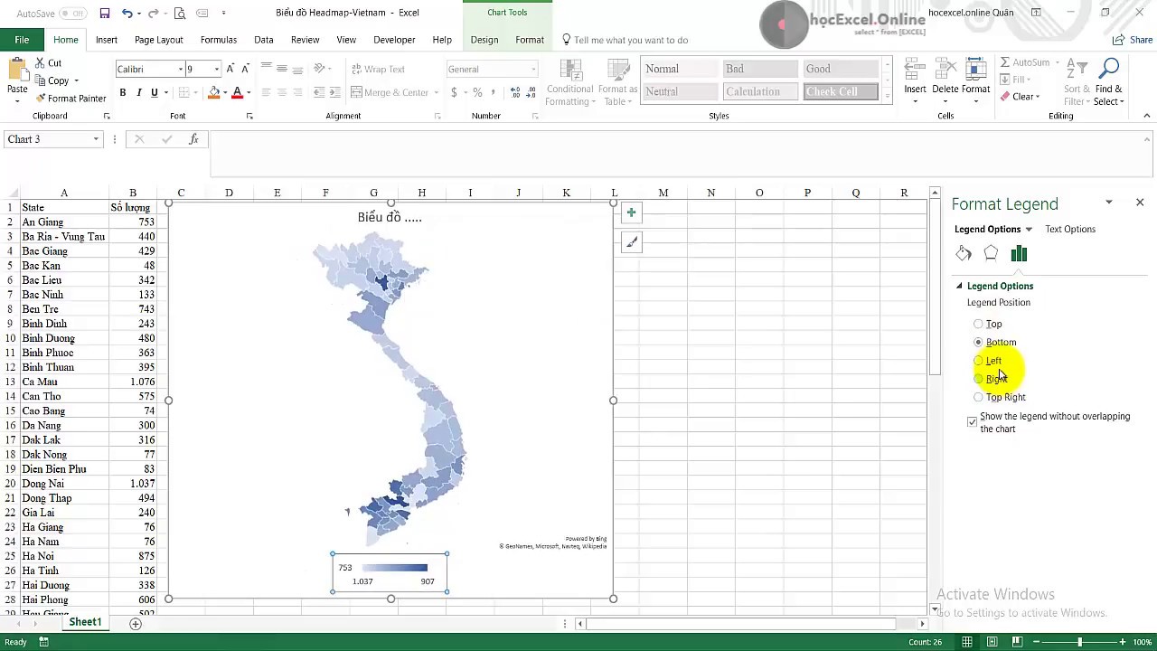 Với heatmap và region map chart, bạn sẽ có cơ hội tạo ra những bản đồ đẹp và cụ thể hơn, đồng thời phân tích những yếu tố khác nhau trên lãnh thổ Việt Nam. Hãy khám phá những biểu đồ tuyệt đẹp này để tìm thấy những thông tin hữu ích và thú vị.