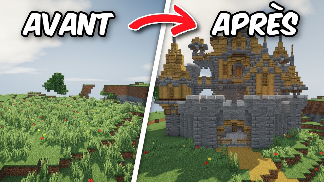 j'ai construit un énorme château dans notre survie Minecraft avec mon
