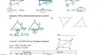 4.4 Proving Triangles Congruent SSS SAS