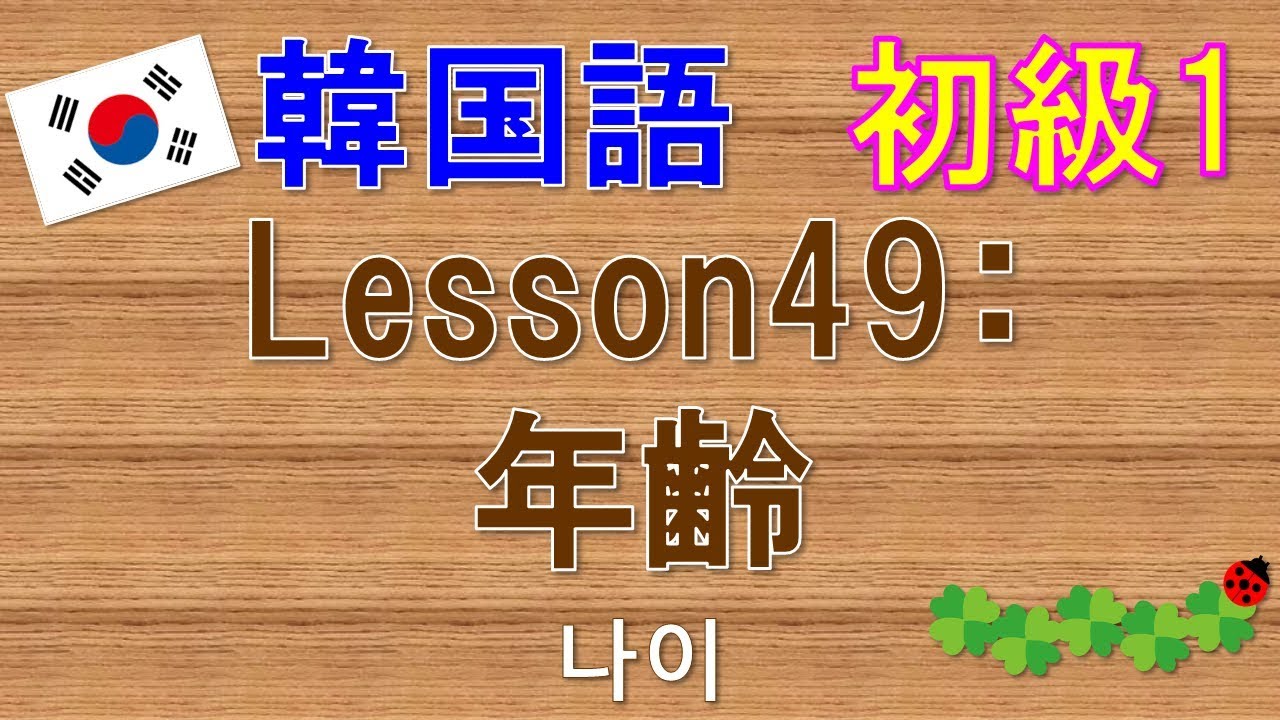 【韓国語】初級1 Lesson49:年齢 나이
