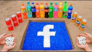 FaceBook Logo in the Hole with Orbeez, Coca Cola, Mentos \& Popular Sodas