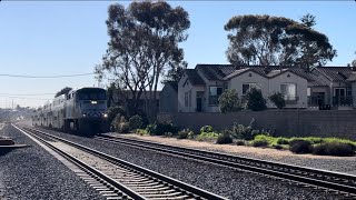 Coaster 627-24 flies through Tamarack Avenue on January 24,2023. NCTC 3001 leads the train 