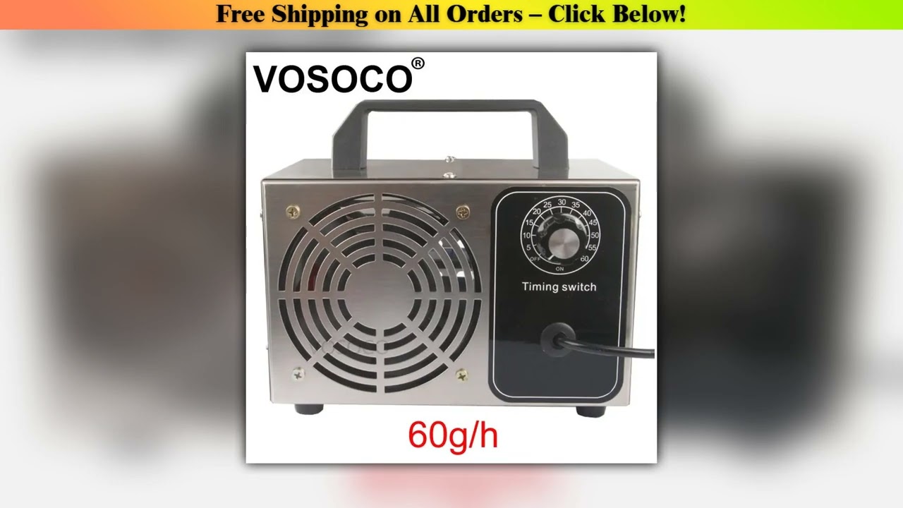 VOSOCO 60g/h Ozone Generator Portable Ozonizer Air Purifier Cleaner Sterilizer Treatment Removal