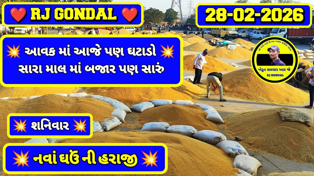 નવા ઘઉં ના ભાવ | 28-02-2026 | ગોંડલ નવા ઘઉંના ભાવ | Wheat Market Price | RJ Gondal Marketing Yard