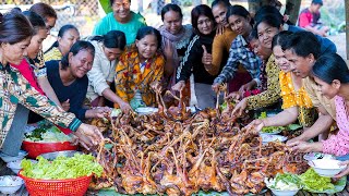 Amazing Cooking 100 Chickens with Coconut Juice Recipe | BBQ Chicken 132Kg For Donation in Village