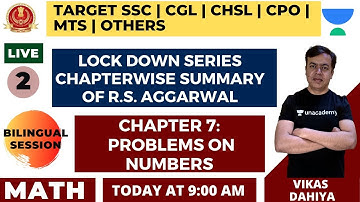 Problems on Numbers | Chapter 7 | Part 2 | R.S. Aggarwal |  Lock Down Series | Target SSC All Exams