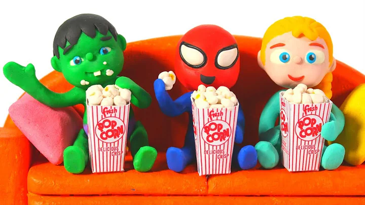 SUPERHERO BABIES ENJOY WATCHING A MOVIE  ❤ Spiderman, Hulk & Frozen Elsa PlayDoh Cartoons For Kids