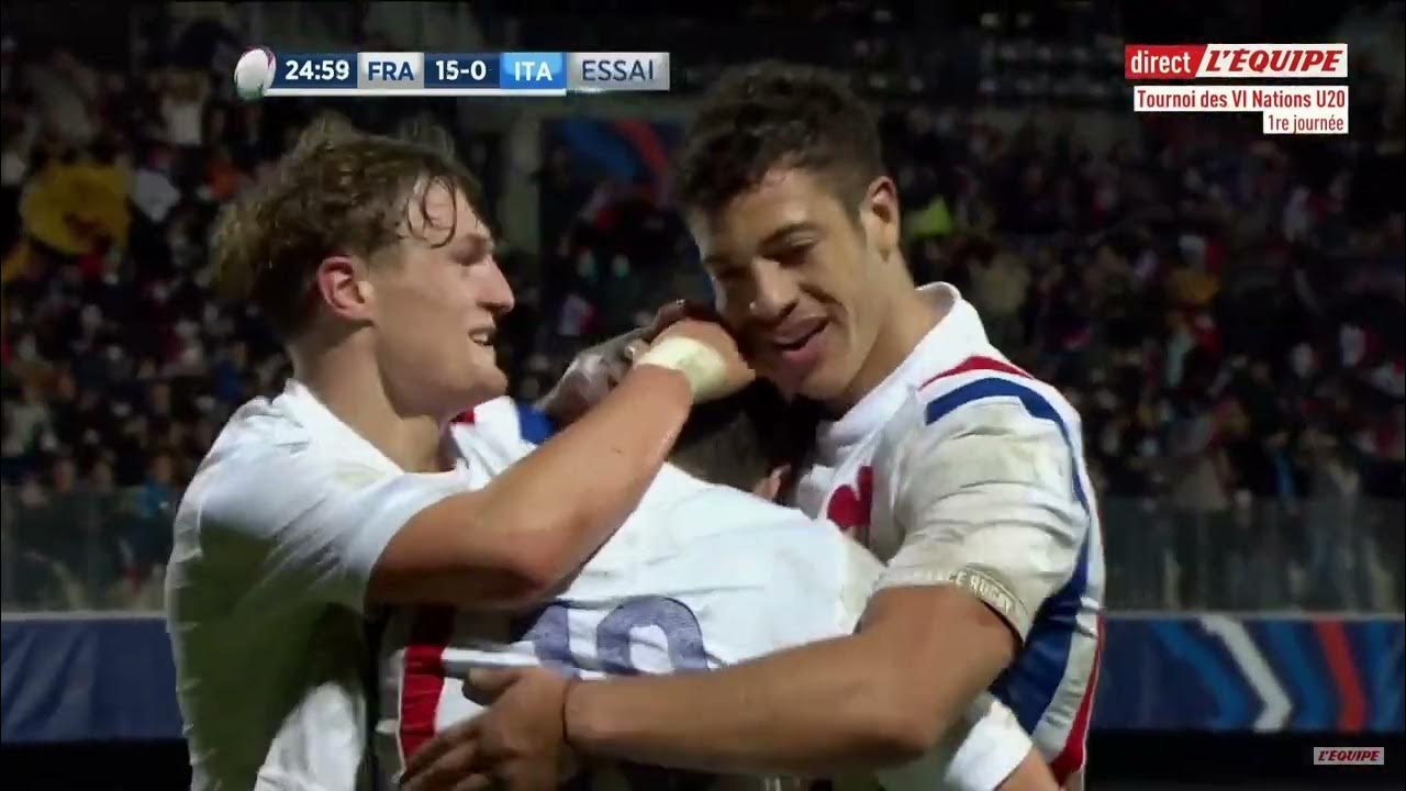 France Italie(U20) Le superbe mouvement français avec Ntamack et
