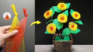 Ide Kreatif Bunga Hias dari Jaring Buah Plastik | Beautiful Flower with Plastic Fruit Net