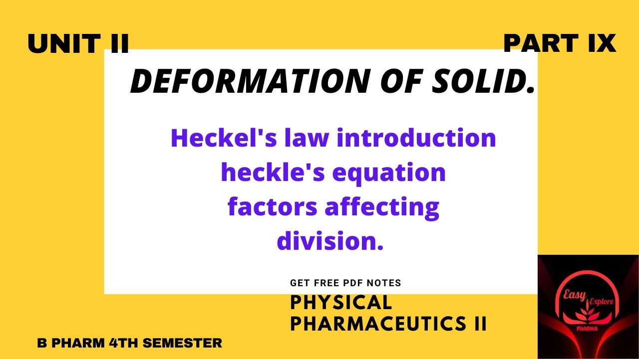 Heckle's law equation//LIX unitII//Physical pharmaceutics//B pharm