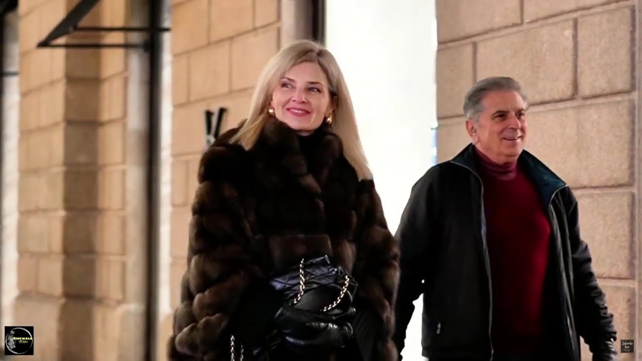 Wealthy Milanese women show off fur coats in Milan's neighborhoods