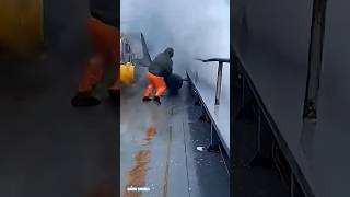 Fisherman vs Giant Shark in Crazy Waves 🌊#shorts #shark #fishing #ocean #viral