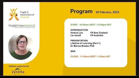 Lifetime of Learning and Fragile X,  Part 1 Dr Marcia Braden PhD, 27 Feb 2023