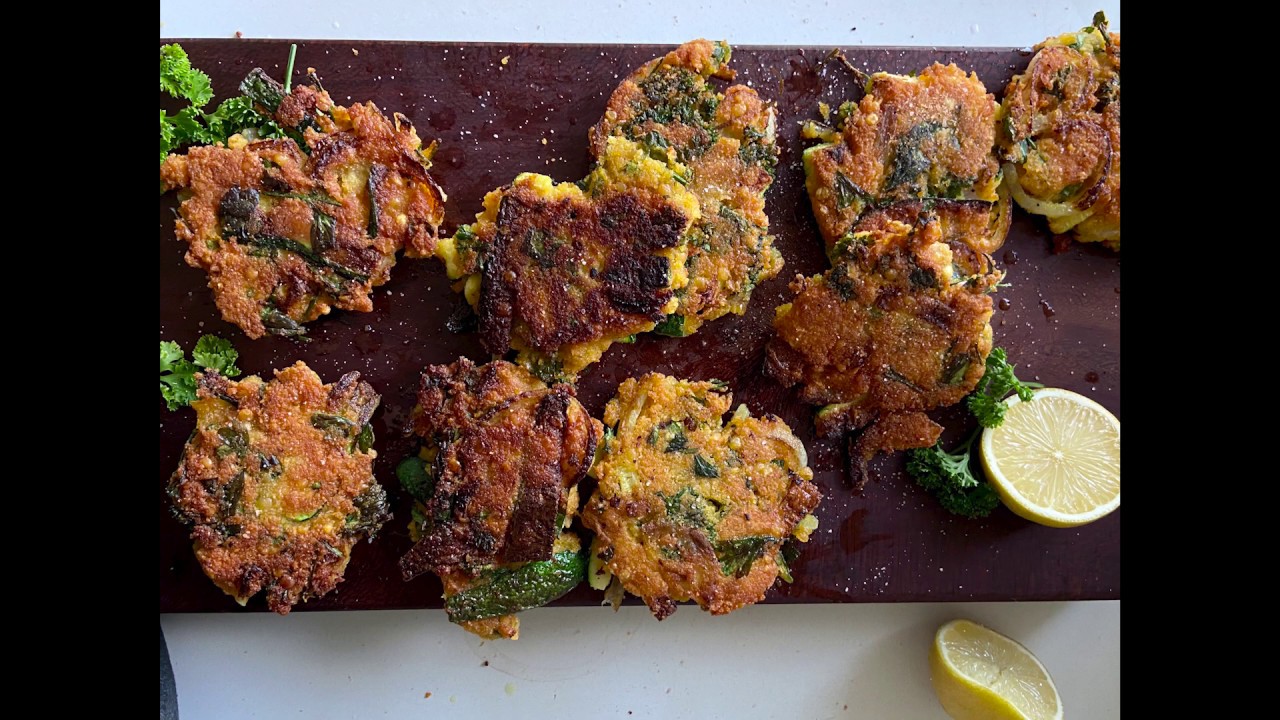 Red lentil zucchini fritters Vegan Gluten free Easy Super crunchy