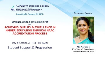 NAAC CRITERIA 5 - STUDENT SUPPORT & PROGRESSION – NATIONAL LEVEL 5 DAYS FDP JAN 2022