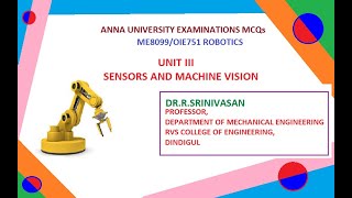 ROBOTICS UNIT 3 SENSORS AND MACHINE VISION MCQs