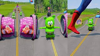 Funny Cars & Weird Cars VS BOLLARD BARBIE and Hammer Crush #1😂 BeamNG.drive screenshot 5
