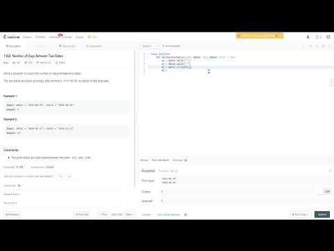 Leetcode1360 Number of Days Between Two Dates 日期之間隔幾天 python3