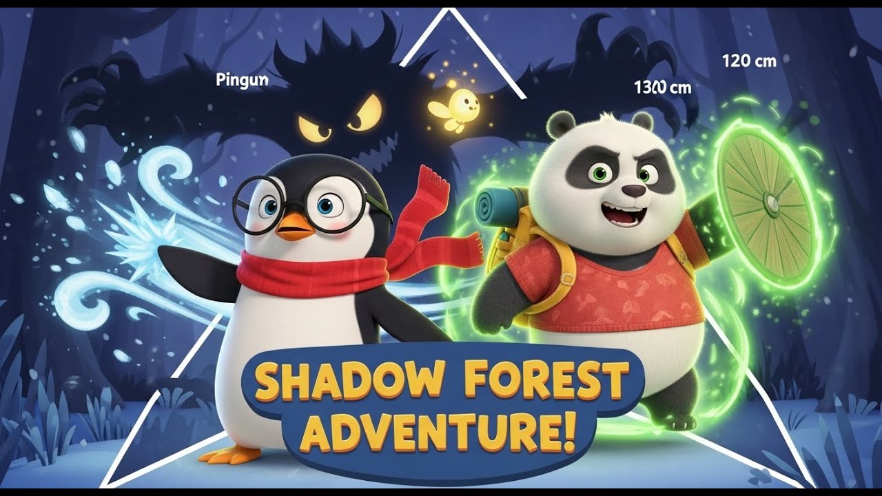 Join Pingu the playful penguin and Bao the clever panda Adventure in the Magical Shadow Forest