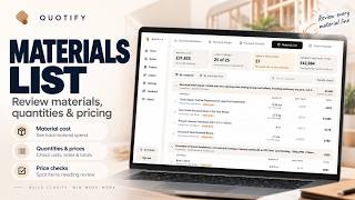 Quotify Materials List | Review, Price & Edit Project Materials News