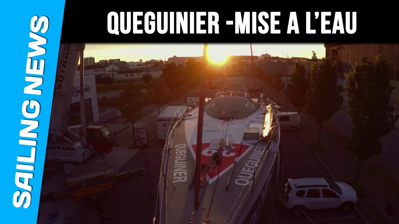 L'imoca de Yann Elies - Mise à l'eau de Queguiner -  Leucémie Espoir
