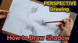 PERSPECTIVE DRAWING explained // How to draw shadows in perspective