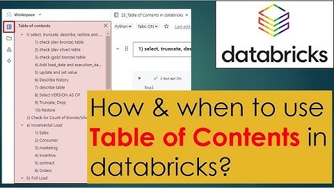 23. How to create & When to use Table of Contents in databricks notebook l #databricks PART 23