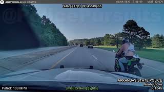 Kawasaki Ninja 300 attempts to outrun Arkansas State Police - Motorcycle Pursuit #chase #ninja