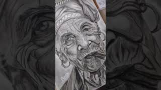 A realistic old woman portrait drawn with graphite pencils ✏️🖤