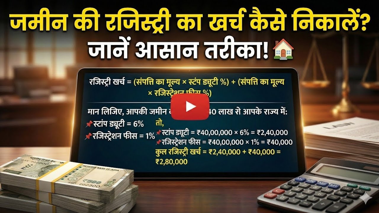 जमीन की रजिस्ट्री का खर्च कैसे निकालें?  Property Registry Charges Calculation 