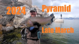 Fly fishing at Pyramid Lake in late March 2024
