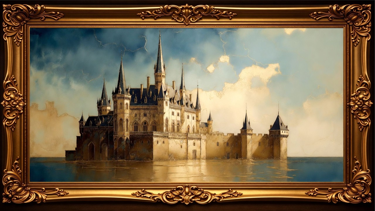 Medieval Castle Frame TV Art 4K | Majestic Royal Fortress Painting for Elegant Living Room Ambience
