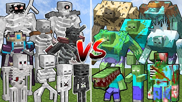 ALL MINECRAFT MUTANT SKELETONS vs ALL MINECRAFT MUTANT ZOMBIES | Minecraft Mob Battle