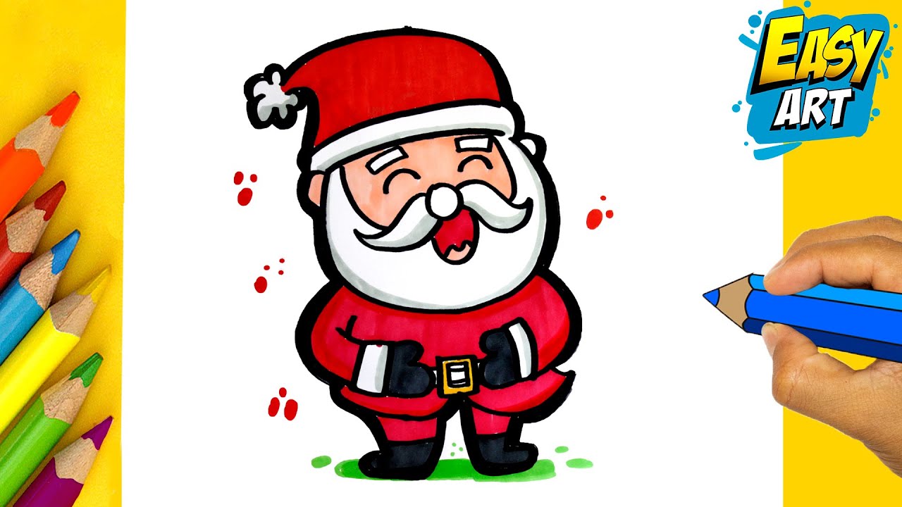 ð´ Cómo DIBUJAR un PAPA NOEL Kawaii ⭐ How to DRAW SANTA CLOUS KAWAII