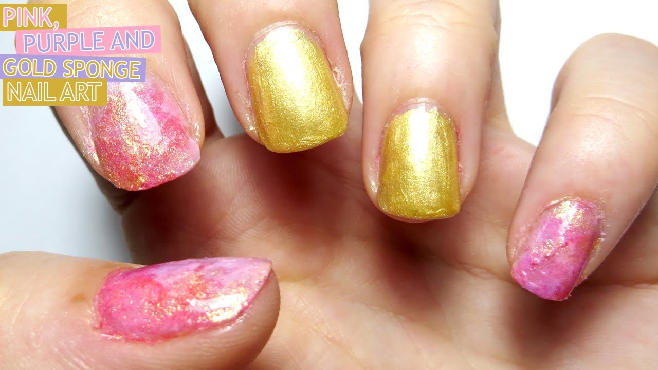 3. Peach and Gold Sponge Nail Art - wide 2