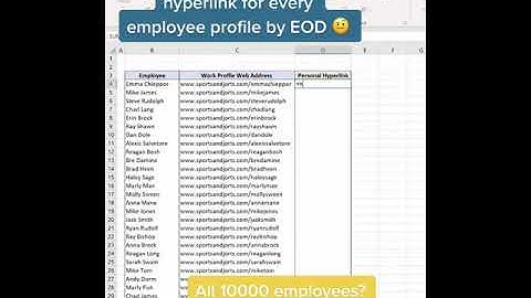 Create hyperlink for every employee profile in Excel | hack#22