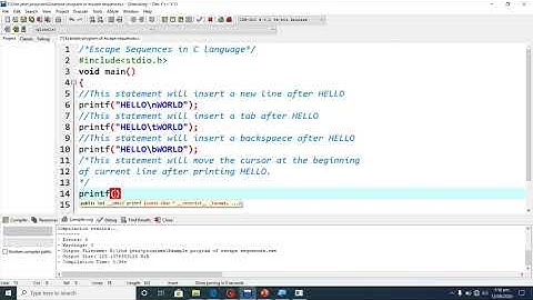 Lecture#22: Escape Sequences in C