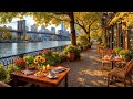 Autumn Jazz Café Ambience In New York Relaxing Riverside Morning Coffee By The Brooklyn Bridge 