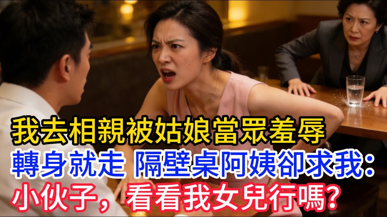 我去相親被姑娘當眾羞辱，轉身就走，隔壁桌阿姨卻求我：小夥子看看我女兒行嗎？ #情感故事 #老年生活 #人生感悟 #情感共鸣 #感人壹幕 #故事分享 #故事